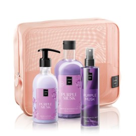 Lavish Care PROMO Purple Mask Shower Gel με Άρωμα Λευκού Μόσχου 500ml & Body Lotion 300ml & Purple Musk Γυναικείο Body Mist 200ml & Πορτοκαλί Νεσεσέρ
