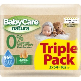 Μωρομάντηλα BabyCare PROMO Natura με Αγνό Νερό & Έλαιο Οργανικού Βερίκοκου 162 Τεμάχια [3 Πακέτα x 54 Μωρομάντηλα]