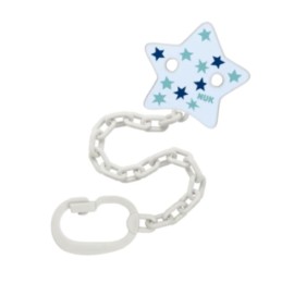 Nuk Αλυσίδα Πιπίλας & Πρακτικό Κλιπ για Πιπίλες με Κρίκο Γαλάζιο με Αστέρια 1 Τεμάχιο