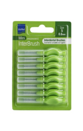 Intermed Ergonomic InterBrush Mini Size:5 Μεσοδόντια Βουρτσάκια με Λαβή 0.8mm Πράσινο 8 Τεμάχια