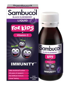 Sambucol Black Elderberry for Kids + Vitamin C Παιδικό Σιρόπι για την Ενίσχυση του Ανοσοποιητικού 120ml