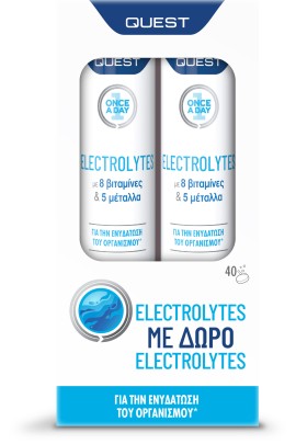 Quest PROMO Electrolytes Αναπλήρωση των Ηλεκτρολυτών & Ενυδάτωση του Οργανισμού 2 x 20 Αναβράζοντα Δισκία