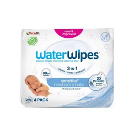 WaterWipes Bio Sensitive + Newborn & Baby Μωρομάντηλα με 99,9% Νερό 240 Τεμάχια [4 Πακέτα x 60 Τεμάχια]