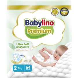 Πάνες Babylino Premium Ultra Soft Απαλότητα No2 [3-6Kg] 64 Τεμάχια