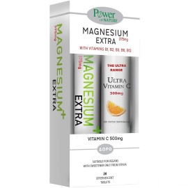 Power of Nature PROMO Magnesium Extra 375mg 20 Αναβράζοντα Δισκία - ΔΩΡΟ Vitamin C 500mg 20 Αναβράζοντα Δισκία