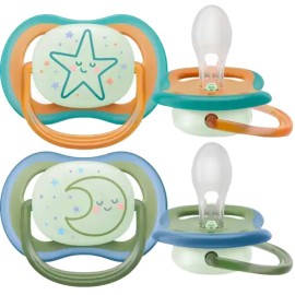 Avent Philips Ultra Air Night Time Πιπίλες Σιλικόνης για 18m+ Πορτοκαλί - Χακί 2 Τεμάχια [SCF376/23]