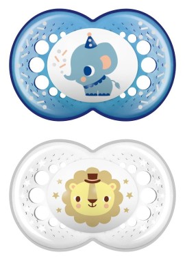 Mam Original Ορθοδοντική Πιπίλα Σιλικόνης για 16m+ & Θήκη Μπλε - Διάφανο 2 Τεμάχια [250SB]