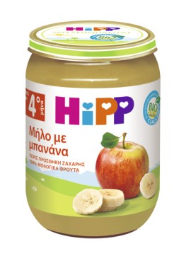 Hipp BIO Βιολογικό Παρασκεύασμα Φρούτων Μήλο-Μπανάνα, από τον 4ο Μήνα 190gr