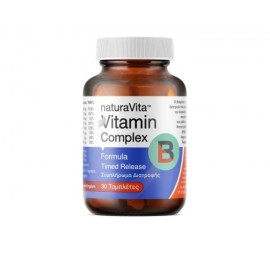 Natura Vita Vitamin B Complex Formula Timed Release για Ενέργεια, Μαλλιά & Δέρμα 30 Ταμπλέτες