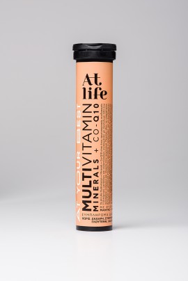 AtLife Multivitamin Πολυβιταμίνες - Μέταλλα - Συνένζυμο Co - Q10 Συμπλήρωμα Διατροφής Πολυβιταμινών με Γεύση Πορτοκάλι - Μάνγκο 20 Αναβράζοντα Δισκία