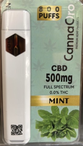 CannaOro CBD Vape 500mg Mint Συσκευή Ατμίσματος Προγεμισμένη με Υγρό Αναπλήρωσης 2ml