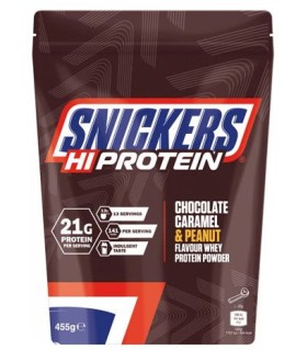 Snickers Hi Protein Whey Πρωτεΐνη Ορού Γάλακτος με Γεύση Σοκολάτα με Φιστίκια & Καραμέλα 455gr