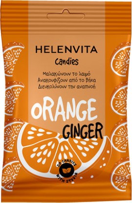 Helenvita Candies Orange Ginger Καραμέλες για τον Λαιμό με Γεύση Πορτοκάλι & Ginger 20 Τεμάχια