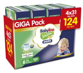 Πάνες Βρακάκι Babylino Pants Cotton Soft Unisex No6 Extra Large [13-18kg] 124 Τεμάχια [4x31 Τεμάχια]