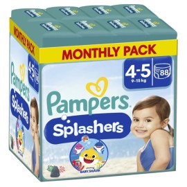 Pampers Splashers Baby Shark Μέγεθος 4-5 [9-15kg]  88 Πάνες - Μαγιό [8 Πακέτα x 11 Πάνες]