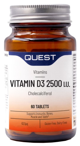 Quest Vitamin D3 2500iu Συμπλήρωμα Για Το Ανοσοποιητικό και Τα Οστά 60 Κάψουλες
