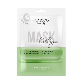 Kimoco Sheet Mask Collagen & Aloe Λειαντική, Aναζωογονητική Υφασμάτινη Μάσκα Προσώπου με Κολλαγόνο & Αλόη 23ml