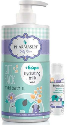 Pharmasept PROMO Baby Care Mild Bath Απαλό Βρεφικό Αφρόλουτρο 1lt & ΔΩΡΟ Hydrating Milk Βρεφικό Ενυδατικό Γαλάκτωμα 40ml