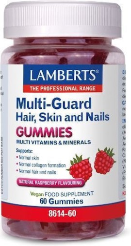 Lamberts Multi Guard Hair, Skin & Nails Gummies για Μαλλιά, Δέρμα, Νύχια με Φυσική Γεύση Σμέουρο 60 Ζελεδάκια
