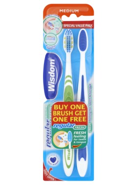 Wisdom Regular Fresh Οδοντόβουρτσα Medium 2 Τεμάχια