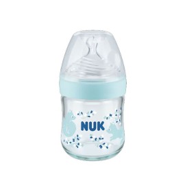 Nuk Nature Sense Even Softer Series για 0-6m+ Γαλάζιο Γυάλινο Μπιμπερό με Θηλή Σιλικόνης S 120ml [10.747.112]