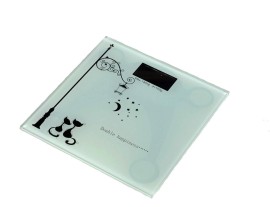 Medico Ηλεκτρονική Ζυγαριά Μπάνιου Γυάλινη Γκρι [ADS-4943] Με Γάτες