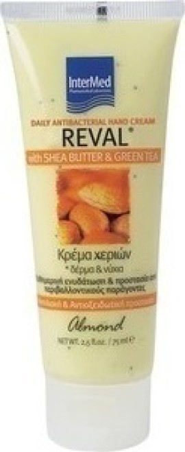 Intermed Reval Daily Hand Cream Καθημερινή Αντιβακτηριδιακή Κρέμα Χεριών Με Άρωμα Almond 75ml