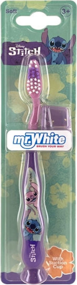 Mr. White Stitch Soft Παιδική Οδοντόβουρτσα για 3+ Ετών Μαλακή με Καπάκι 1 Τεμάχιο