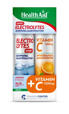 Health Aid PROMO Electrolytes Sport Ισορροπία Ηλεκτρολυτών & Vitamin C 1000mg Αντιοξείδωση & Ανοσοποιητικό Πορτοκάλι 2x20 Αναβράζοντα Δισκία