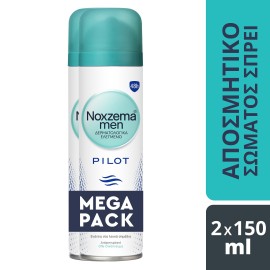 Noxzema PROMO Men Pilot Ανδρικό Αποσμητικό Spray 48ωρης Προστασίας 2x150ml