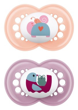 Mam Original Ορθοδοντική Πιπίλα Σιλικόνης για 6-16m & Θήκη Σομόν - Μωβ 2 Τεμάχια [150SG]