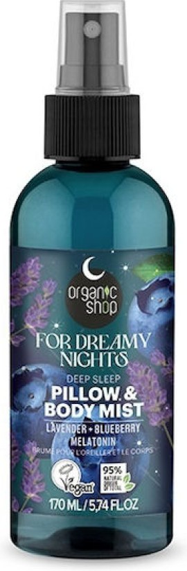 Natura Siberica Organic Shop Dreamy Night Χαλαρωτικό Mist Σώματος & Μαξιλαριού, For Dreamy Nights με Λεβάντα, Blueberry & Μελατονίνη για Βαθύ Ύπνο 170ml