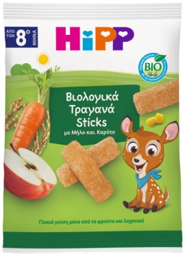 HiPP BIO Τραγανά Sticks με Μήλο & Καρότο για Βρέφη από τον 8ο Μήνα 30gr