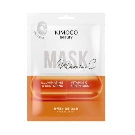 Kimoco Sheet Mask Vitamin C & Peptides Αναζωογονητική Υφασμάτινη Μάσκα Προσώπου για Αναδόμηση & Λάμψη με Βιταμίνη C &  Πεπτίδια 23ml
