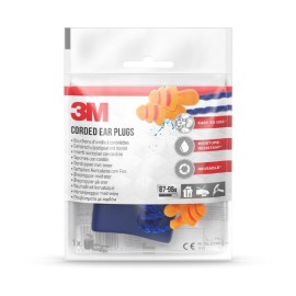 3M Corded Earplugs Ωτοασπίδες με Κορδόνι Στήριξης & Θήκη Αποθήκευσης 1 Ζευγάρι