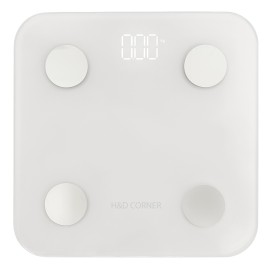 Karabinis H&D Corner Body Scale Advanced Ζυγαριά για Μέτρηση Σωματικού Λίπους με Γυαλί Λευκό 1 Τεμάχιο