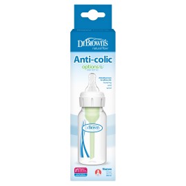 Dr. Browns Options Anti Colic Πλαστικό Μπιμπερό με Στενό Λαιμό & Θηλή Σιλικόνης, 120ml [SB41005]