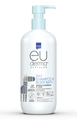 Intermed Euderma Babyderm 2 in 1 Shampoo & Body Bath Απαλό 2 σε 1 Σαμπουάν & Αφρόλουτρο για Βρέφη & Παιδιά 500ml
