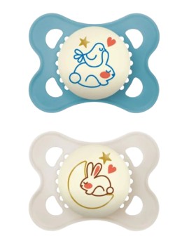 Mam Original Night Πιπίλα Σιλικόνης - Λάμπει στο Σκοτάδι 2-6m Γαλάζιο - Εκρού 2 Τεμάχια [110SBc]