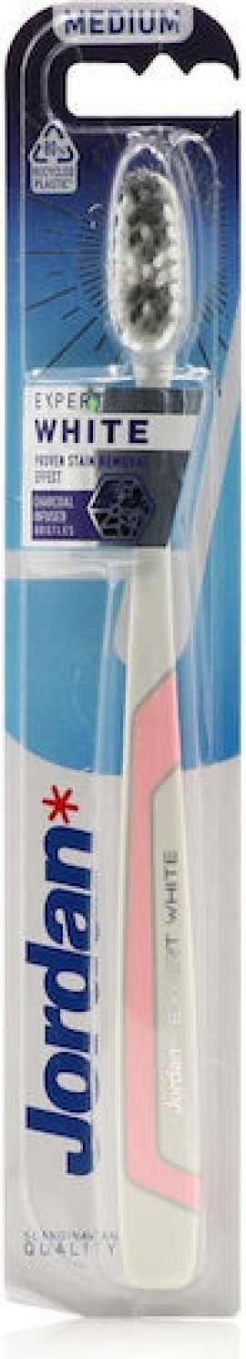 Jordan Expert White Medium Οδοντόβουρτσα Μέτρια σε Διάφορους Χρωματισμούς 1 Τεμάχιο