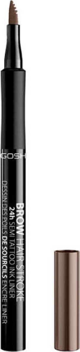 Gosh Brow Hair Stroke 24H Semi Tattoo Ink Pen 002 Grey Brown Μολύβι Φρυδιών 1ml