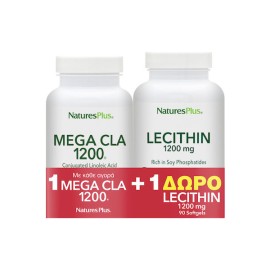 Natures Plus PROMO Mega CLA 1200mg & ΔΩΡΟ Lecithin 1200mg 90+90 Μαλακές Κάψουλες