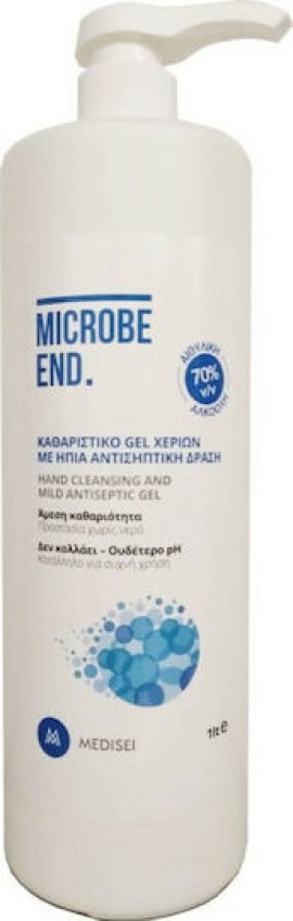 Medisei Microbe End Ήπιο Καθαριστικό Gel Χεριών 70% Αιθυλική Αλκοόλη 1000ml
