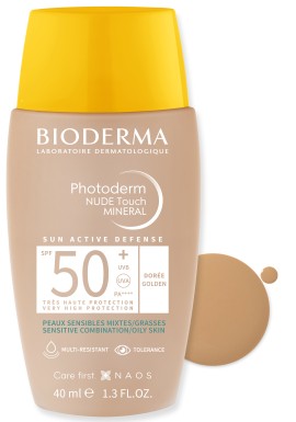 Bioderma Photoderm Nude Touch Mineral SPF50+ Doree Αντηλιακό Προσώπου με Χρώμα για το Μικτό Προς Λιπαρό Δέρμα - Golden Απόχρωση 40ml