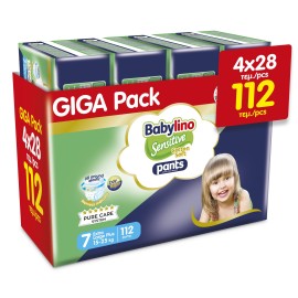 Πάνες Βρακάκι Babylino Pants Cotton Soft Unisex Giga Pack No7 Extra Large Plus [15-25kg] 112 Τεμάχια [4x28 Τεμάχια]