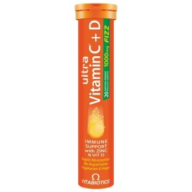 Vitabiotics Ultra Vitamin C+D Fizz 1000mg Συμπλήρωμα Διατροφής για το Ανοσοποιητικό Σύστημα 20 Αναβράζοντα Δισκία