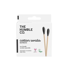 The Humble Co Natural Cotton Swabs 100 Pieces Black Μπατονέτες από Mπαμπού και Bαμβάκι Μαύρο 100 Τεμάχια