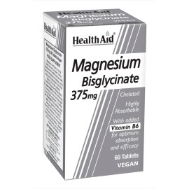 Health Aid Magnesium Bisglycinate 375mg Συμπλήρωμα Διατροφής με Μαγνήσιο Δισγλυγινικό & Βιταμίνη Β6 για Υγιές Κυκλοφορικό & Μυικό Σύστημα 60 Ταμπλέτες