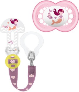 Mam Clip It! Σετ Original Πιπίλα Σιλικόνης 6m+ Κορδέλα Στήριξης Χρώμα:Ροζ [319S]