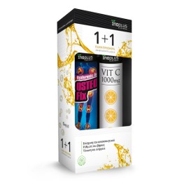 Inoplus PROMO Osteofix Βοηθά στην Ενδυνάμωση των Χόνδρων, Αρθρώσεων & των Τενόντων με Γεύση Raspberry 20 Αναβράζοντα Δισκία & Vit C 1000mg Πορτοκάλι 20 Αναβράζοντα Δισκία